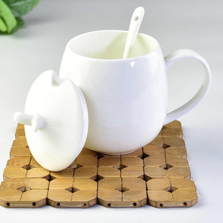 骨质瓷水杯 创意陶瓷马克杯咖啡杯带盖 可定制加logo